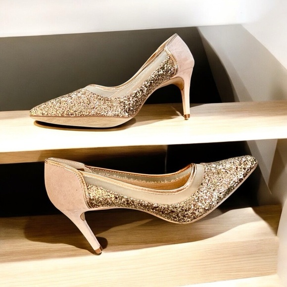 Journey Collection Kalani Elegant Gold Glitter Women's Heels sz 9 nwob - Picture 3 of 5